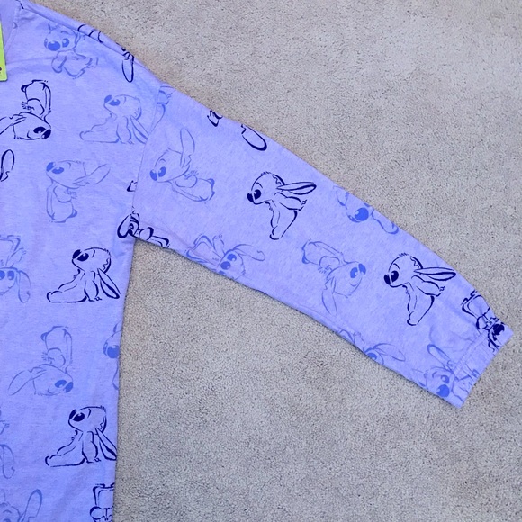 Disney Stitch Long Sleeve Lounge Top Sleepwear NEW Women Medium Oversized Purple - Picture 7 of 13